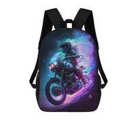 sinyumoney 17 Inch Motorcycle Rider in Neon Dreamscape Backpack 3D Printed Children's School Backpack for Kids High Capacity Travel Rucksacks Book Bags Kids School Bag Back Pack