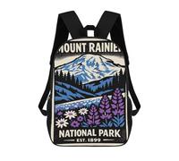 sinyumoney 17 Inch Mount Rainier National Park Poster Backpack 3D Printed Children's School Backpack for Kids High Capacity Travel Rucksacks Book Bags Kids School Bag Back Pack