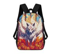 sinyumoney 17 Inch Mystical Kitsune Backpacks Kids School Backpack School Bag 3D Printed for Boys Elementary And Middle School Students