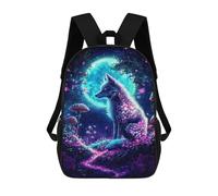 sinyumoney 17 Inch Mystical Wolf Backpack, Children's Backpack, Student School Bag Bookbag Rucksack, 3D Printed for Boys Girls