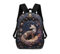 sinyumoney 17 Inch Mythical Red Fox Art Deco Backpack 3D Printed Children's School Backpack for Kids High Capacity Travel Rucksacks Book Bags Kids School Bag Back Pack