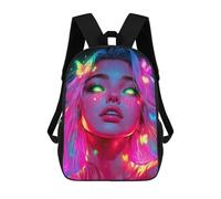 sinyumoney 17 Inch Neon Butterfly Girl Backpack 3D Printed Children's School Backpack for Kids High Capacity Travel Rucksacks Book Bags Kids School Bag Back Pack