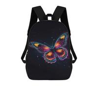 sinyumoney 17 Inch Neon Butterfly in Space Backpack Kids School Backpack 3D Printed Fashion School Bag for Boys Elementary And Middle School Student