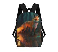 sinyumoney 17 Inch Neon Fox Backpack Kids School Backpack 3D Printed Fashion School Bag for Boys Elementary And Middle School Student