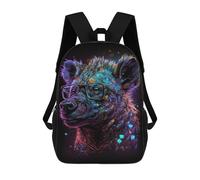 sinyumoney 17 Inch Neon Hyena with Glasses Backpack 3D Printed Children's School Backpack for Kids High Capacity Travel Rucksacks Book Bags Kids School Bag Back Pack