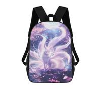 sinyumoney 17 Inch Nine-Tailed Fox in Cherry Blossom Scene Backpacks Kids School Backpack School Bag 3D Printed School Bag for Boys Elementary And Middle School Students