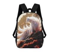sinyumoney 17 Inch Nine-tailed Fox in Mountain Landscape Backpack with Pocket 3D Printed Travel Rucksacks Book Bags Kids School Bag