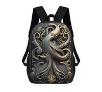 sinyumoney 17 Inch Octopus Golden Art Deco School Backpack School Bags for Girls Boys Backpack with Pocket Fashion School Bag Kids Backpack