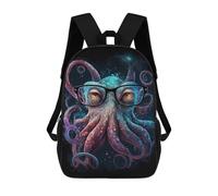 sinyumoney 17 Inch Octopus with Glasses Art Print -5 School Backpack School Bags for Girls Boys Backpack with Pocket Fashion School Bag Kids Backpack