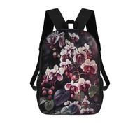 sinyumoney 17 Inch Orchid Flowers Painting Artwork Backpack with Pocket 3D Printed Travel Rucksacks Book Bags Kids School Bag