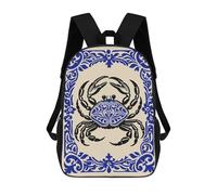 sinyumoney 17 Inch Ornate Crab Illustration Backpacks Kids School Backpack School Bag 3D Printed for Boys Elementary And Middle School Students
