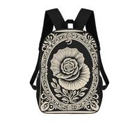 sinyumoney 17 Inch Ornate Floral Illustration Backpacks Kids School Backpack School Bag 3D Printed for Boys Elementary And Middle School Students
