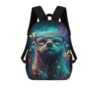 sinyumoney 17 Inch Otter Glasses Ocean Art Backpacks Kids School Backpack School Bag 3D Printed for Boys Elementary And Middle School Students
