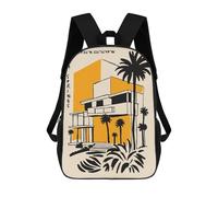 sinyumoney 17 Inch Palm Springs Architecture Illustration Backpack, Children's Backpack, Student School Bag Bookbag Rucksack, 3D Printed for Boys Girls
