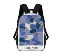 sinyumoney 17 Inch Paul Klee Blue Night 1937 Backpack with Pocket 3D Printed Travel Rucksacks Book Bags Kids School Bag