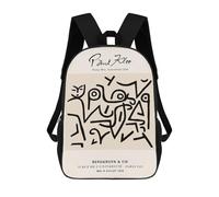 sinyumoney 17 Inch Paul Klee Young Moe Backpack 3D Printed Children's School Backpack for Kids High Capacity Travel Rucksacks Book Bags Kids School Bag Back Pack