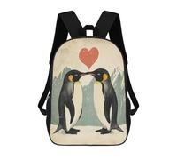 sinyumoney 17 Inch Penguin Love Mountain Art Backpack with Pocket 3D Printed Travel Rucksacks Book Bags Kids School Bag