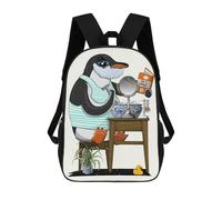 sinyumoney 17 Inch Penguin Shave in Bathroom Backpack with Pocket 3D Printed Travel Rucksacks Book Bags Kids School Bag