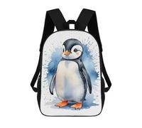 sinyumoney 17 Inch Penguin Watercolor Backpacks Kids School Backpack School Bag 3D Printed School Bag for Boys Elementary And Middle School Students