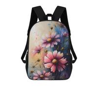 sinyumoney 17 Inch Pink Flower Bouquet Painting Backpacks Kids School Backpack School Bag 3D Printed for Boys Elementary And Middle School Students
