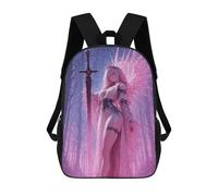 sinyumoney 17 Inch Pink Haired Warrior with Sword Backpack with Pocket 3D Printed Travel Rucksacks Book Bags Kids School Bag