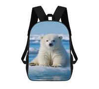 sinyumoney 17 Inch Polar Bear Cub on Ice Floe Backpacks Kids School Backpack School Bag 3D Printed for Boys Elementary And Middle School Students