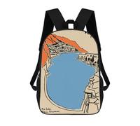 sinyumoney 17 Inch Positano, Italy Illustration Backpacks Kids School Backpack School Bag 3D Printed School Bag for Boys Elementary And Middle School Students