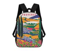 sinyumoney 17 Inch Provence Travel Poster Backpack 3D Printed Children's School Backpack for Kids High Capacity Travel Rucksacks Book Bags Kids School Bag Back Pack
