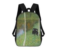 sinyumoney 17 Inch Pug in A Birch Forest Gustav Klimt Backpack 3D Printed Children's School Backpack for Kids High Capacity Travel Rucksacks Book Bags Kids School Bag Back Pack