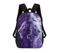 sinyumoney 17 Inch Purple Lion Art Print Backpack, Children's Backpack, Student School Bag Bookbag Rucksack, 3D Printed for Boys Girls