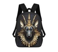sinyumoney 17 Inch Queen Dog Golden Art Deco Backpack 3D Printed Children's School Backpack for Kids High Capacity Travel Rucksacks Book Bags Kids School Bag Back Pack