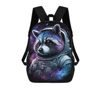 sinyumoney 17 Inch Raccoon Astronaut Space Art Print-5 Backpacks Kids School Backpack School Bag 3D Printed School Bag for Boys Elementary And Middle School Students