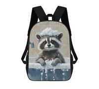 sinyumoney 17 Inch Raccoon Bath Time Backpacks Kids School Backpack School Bag 3D Printed for Boys Elementary And Middle School Students