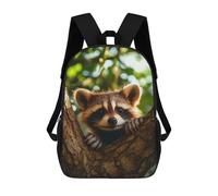 sinyumoney 17 Inch Raccoon in A Tree Backpack, Children's Backpack, Student School Bag Bookbag Rucksack, 3D Printed for Boys Girls