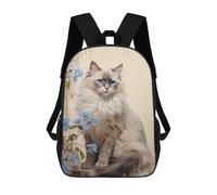 sinyumoney 17 Inch Ragdoll Cat Portrait Backpack Kids School Backpack 3D Printed Fashion School Bag for Boys Elementary And Middle School Student