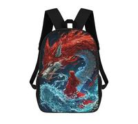 sinyumoney 17 Inch Red Dragon And Woman in Water Backpacks Kids School Backpack School Bag 3D Printed School Bag for Boys Elementary And Middle School Students