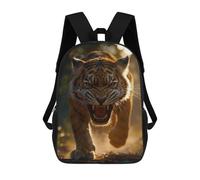 sinyumoney 17 Inch Roaring Tiger Approaching Backpacks Kids School Backpack School Bag 3D Printed School Bag for Boys Elementary And Middle School Students