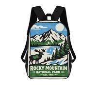 sinyumoney 17 Inch Rocky Mountain National Park Poster Backpack Kids School Backpack 3D Printed Fashion School Bag for Boys Elementary And Middle School Student