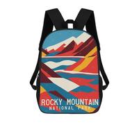 sinyumoney 17 Inch Rocky Mountain Travel Art Backpacks Kids School Backpack School Bag 3D Printed School Bag for Boys Elementary And Middle School Students