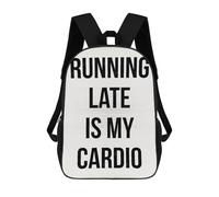 sinyumoney 17 Inch Running Late Is My Cardio Backpacks Kids School Backpack School Bag 3D Printed for Boys Elementary And Middle School Students