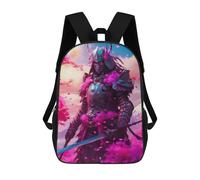 sinyumoney 17 Inch Samurai Neon Backpacks Kids School Backpack School Bag 3D Printed for Boys Elementary And Middle School Students