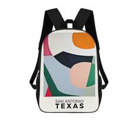 sinyumoney 17 Inch San Antonio Texas Poster Backpacks Kids School Backpack School Bag 3D Printed School Bag for Boys Elementary And Middle School Students