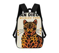 sinyumoney 17 Inch San Diego Wildlife Park Leopard Poster Backpack, Children's Backpack, Student School Bag Bookbag Rucksack, 3D Printed for Boys Girls