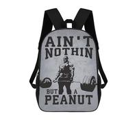 sinyumoney 17 Inch School Backpack,3D Printed Aint NothinBut A Peanut - Ronnie Gym Motivation Children Backpacks,Kids Kindergarten Cute Travel Bags Casual Daypack for Boys School Students