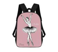 sinyumoney 17 Inch School Backpack,3D Printed Ballet Dancer in Paris Children Backpacks,Kids Kindergarten Cute Travel Bags Casual Daypack for Boys School Students