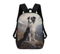 sinyumoney 17 Inch School Backpack,3D Printed Border Collie Mountain Portrait Children Backpacks,Kids Kindergarten Cute Travel Bags Casual Daypack for Boys School Students