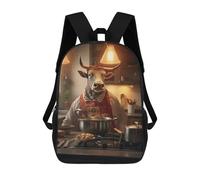 sinyumoney 17 Inch School Backpack,3D Printed Bull Cooking Kitchen Funny Children Backpacks,Kids Kindergarten Cute Travel Bags Casual Daypack for Boys School Students
