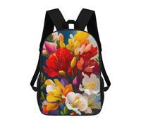 sinyumoney 17 Inch School Backpack,3D Printed Colorful Flower Bouquet Painting-3 Children Backpacks,Kids Kindergarten Cute Travel Bags Casual Daypack for Boys School Students