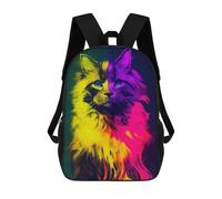 sinyumoney 17 Inch School Backpack,3D Printed Colorful Maine Coon Cat Children Backpacks,Kids Kindergarten Cute Travel Bags Casual Daypack for Boys School Students