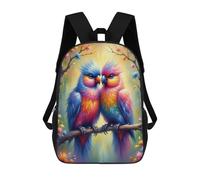 sinyumoney 17 Inch School Backpack,3D Printed Colorful Parrots in Fantasy Forest Children Backpacks,Kids Kindergarten Cute Travel Bags Casual Daypack for Boys School Students
